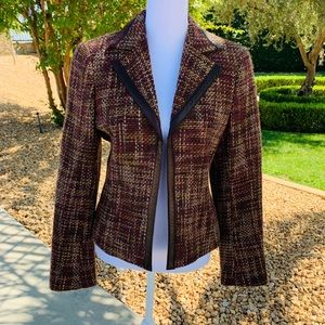Brown Akris Wool Blazer with leather details